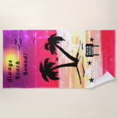 常にビーチバインド紫レッドB ビーチタオル (正面)