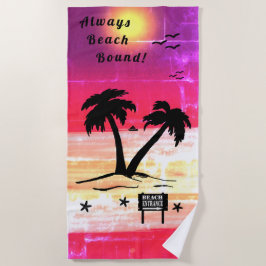 常にビーチバインド紫レッドB ビーチタオル