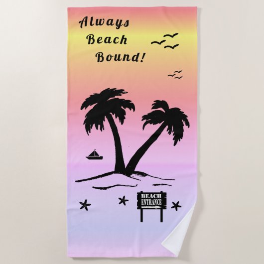 常にビーチ限定ピンクの夏 ビーチタオル (正面)
