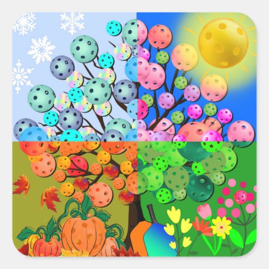 常にピックボールシーズン冬春夏秋 スクエアシール (正面)