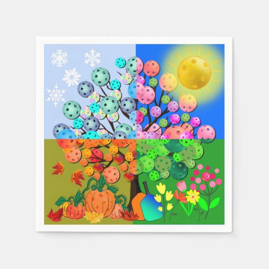 常にピックボールシーズン冬春夏秋 スタンダードカクテルナプキン (正面)