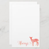 常にピンクの水色のシカ 便箋 (正面/裏面)