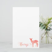 常にピンクの水色のシカ 便箋 (スタンド正面)