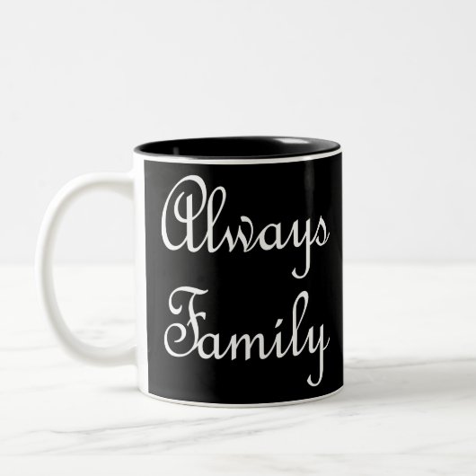 常にファミリ文字のみ白 ツートーンマグカップ (左)