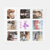 常にフォトコラージュの白いピンクの友人 フリースブランケット (正面(横))