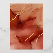 常にフォーエバーテラコッタビーチ秋の結婚式金ゴールド 箔招待状 (裏面)