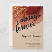 常にフォーエバーテラコッタ金ゴールドビーチ秋の結婚式 招待状 (正面)