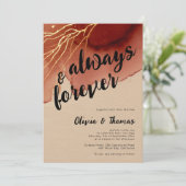 常にフォーエバーテラコッタ金ゴールドビーチ秋の結婚式 招待状 (スタンド正面)