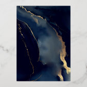 常にフォーエバーネイビーブルーモダンボービーチ結婚式 箔招待状 (裏面)