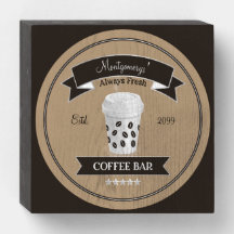 常にフレッシュコーヒーバーウッドボックスサイン