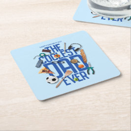 常にモダンパパクールをパーソナライズ スクエアペーパーコースター