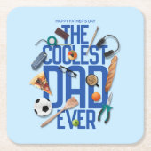 常にモダンパパクールをパーソナライズ スクエアペーパーコースター (正面)