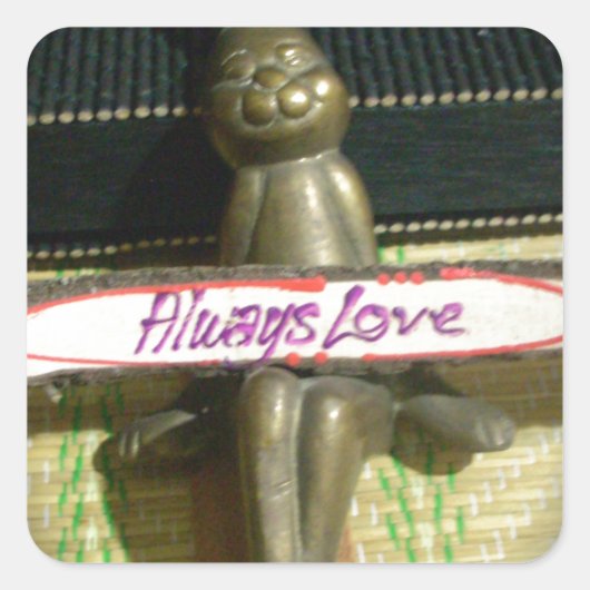 常にラヴ感動的ラビットアートプリントデザイン スクエアシール (正面)