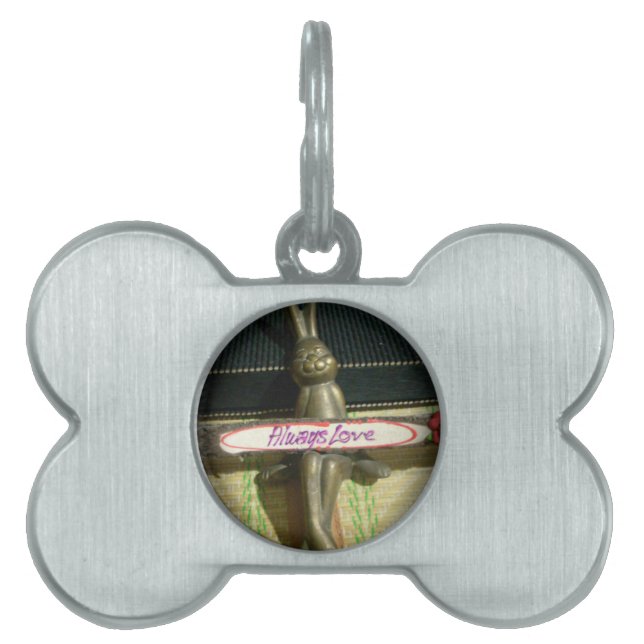 常にラヴ感動的ラビットアートプリントデザイン ペットネームタグ (正面)
