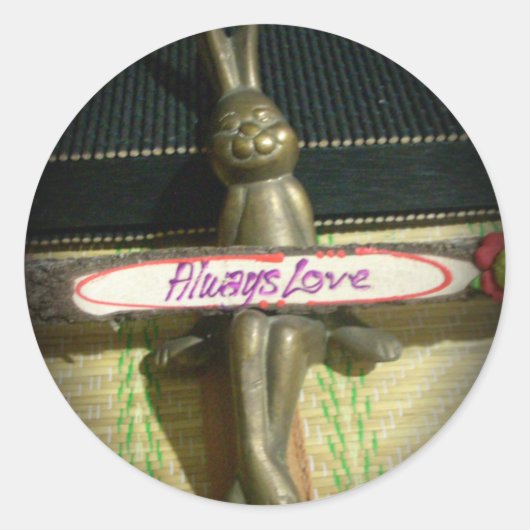 常にラヴ感動的ラビットアートプリントデザイン ラウンドシール (正面)