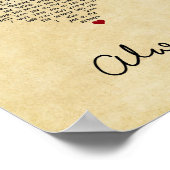 常にヴィンテージハートソングリリックウォールアートプリント ポスター (角)