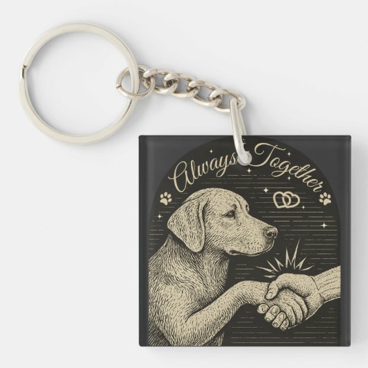常に一緒に» ヴィンテージ犬の友情 キーホルダー (正面)