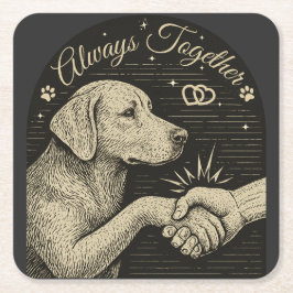 常に一緒に» ヴィンテージ犬の友情 スクエアペーパーコースター