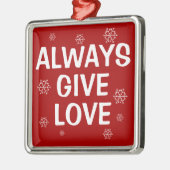 常に与えクリスマス赤い雪の結晶を愛する メタルオーナメント (左)