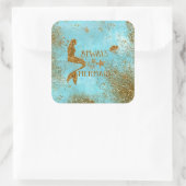 常に人魚になる – 金ゴールドグリッター人魚のビジョン スクエアシール (バッグ)