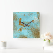 常に人魚になる – 金ゴールドグリッター人魚のビジョン スクエア壁時計 (ホーム)