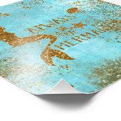 常に人魚になる – 金ゴールドグリッター人魚のビジョン フォトプリント (角)