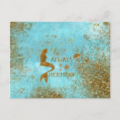 常に人魚になる – 金ゴールドグリッター人魚のビジョン ポストカード (正面)