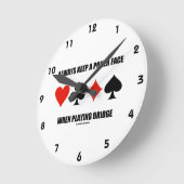 常に保トランプのポーカーの顔は遊の橋 ラウンド壁時計 (傾斜)