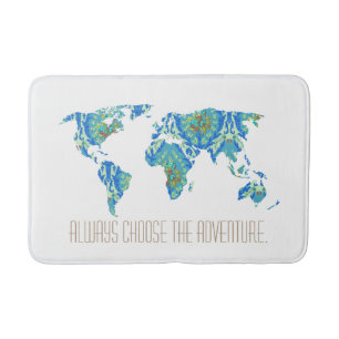 常に冒険を選択 世界ビクトリアン地図 バスマット