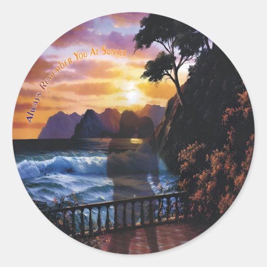 常に太陽の下であなたを思い出す クラシック ラウンド ステッカー (正面)
