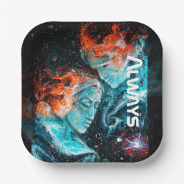 常に宇宙星雲のカップル ペーパープレート