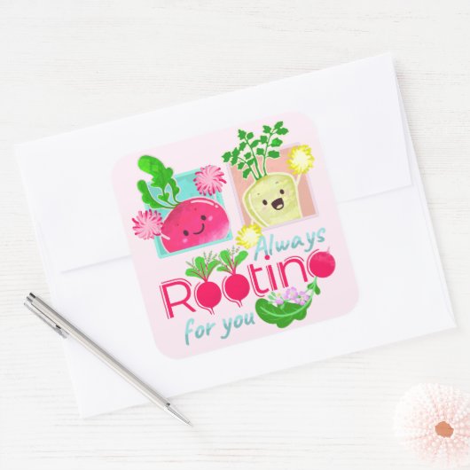 常に応援 |やる気を起こさせる引用文 スクエアシール (封筒)