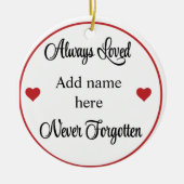 常に愛し、決して忘れない。編集可能な名前 セラミックオーナメント (正面)