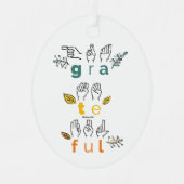 常に感謝の手話 メタルオーナメント (正面)