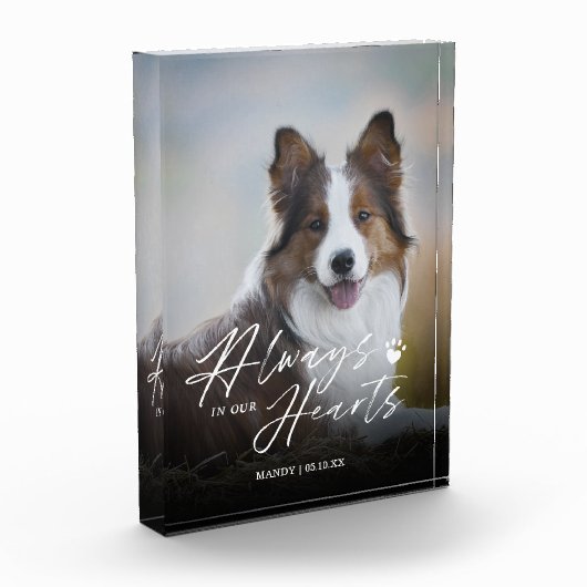 常に我々のハートでペットの写真記念 フォトブロック (左)