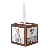 常に我々のハートでペット写真メモリアル木目 キューブオーナメント (裏面アングル)