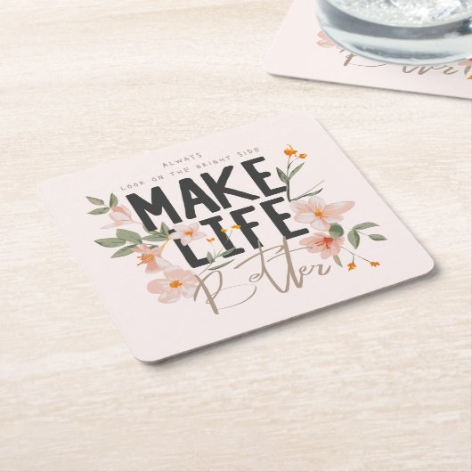 常に明るい側面を見る スクエアペーパーコースター (アングル)