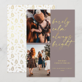 常に明るい金ゴールドスクリプト2写真クリスマスホリド シーズンカード