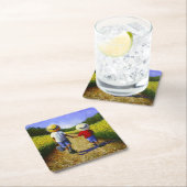 常に時間を魚釣りファインアート スクエアペーパーコースター (インサイチュ)