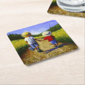 常に時間を魚釣りファインアート スクエアペーパーコースター (アングル)