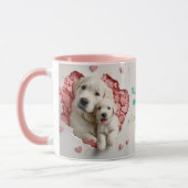 常に母 – 犬のママ&ベビーピンク マグカップ (左)