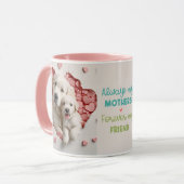 常に母 – 犬のママ&ベビーピンク マグカップ (正面左)
