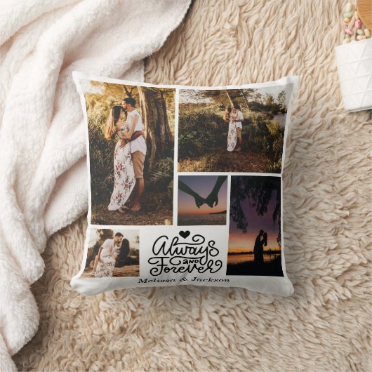常に永遠に5枚の写真コラージバレンタイン クッション (ブランケット)