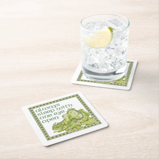 常に片目を開けて眠る スクエアペーパーコースター (インサイチュ)