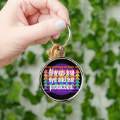 常に目と耳のスペクトラムレインボースポットを使用 キーホルダー (手)