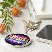 常に目と耳のスペクトラムレインボースポットを使用 キーホルダー (側面)