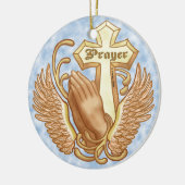 常に祈クリスチャン十字架 セラミックオーナメント (左)