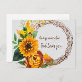 常に神を思い出すひまわり引用文 ポストカード (正面/裏面)