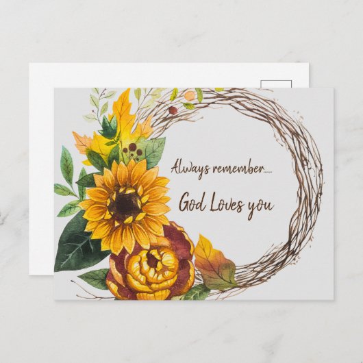 常に神を思い出すひまわり引用文 ポストカード (正面/裏面)