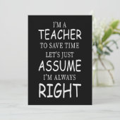 常に私が正しいと仮定 面白い英語教師カード 招待状 (スタンド正面)